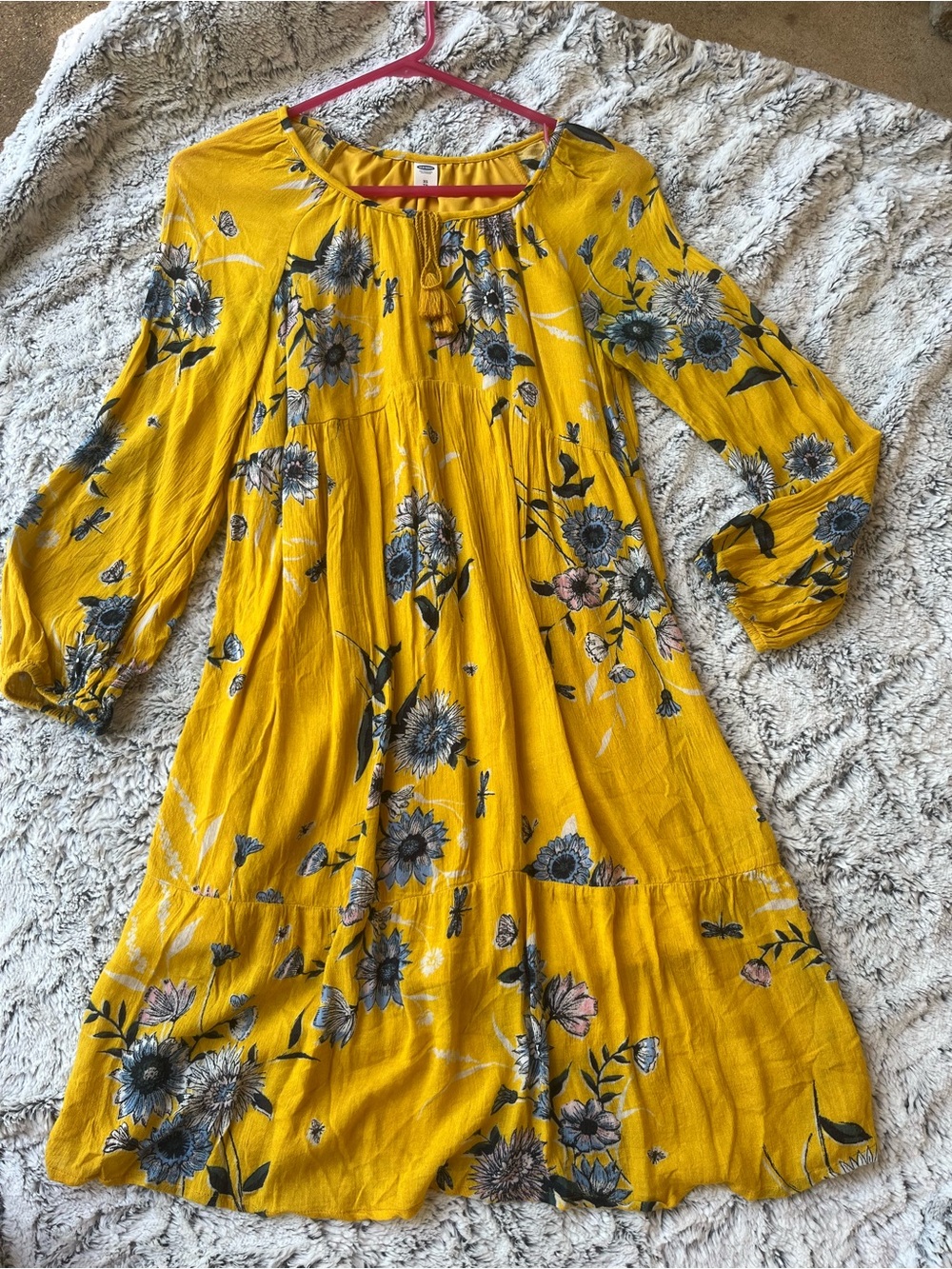 Old Navy Yellow Floral Long Sleeve Dress